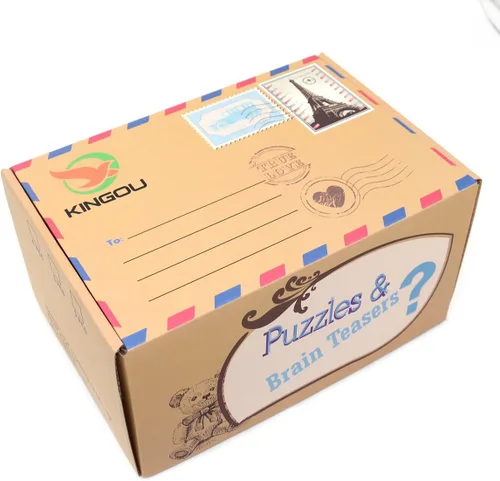 Miniatura 7 de Kingou Juego de 4 de rompecabezas de madera clásica cuerda de solución central juego de cerebro para adultos