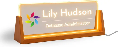 Miniatura 8 de Placa de nombre profesional de oficina, placa de nombre personalizada con soporte LED, placa de nombre personalizada de acrílico para decoración