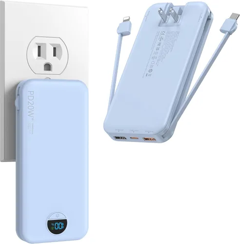 Miniatura 9 de Ffnpua Cargador portátil con enchufe de pared, batería externa de 20000 mAh con USB C de carga rápida, paquete de batería externa con cables