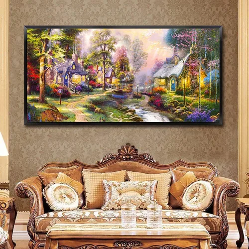Miniatura 3 de Twinkel Pinkel Kits de pintura de diamantes 5D grandes para adultos, paisaje, cabaña, taladro completo, pintura de diamante, arte de bordado