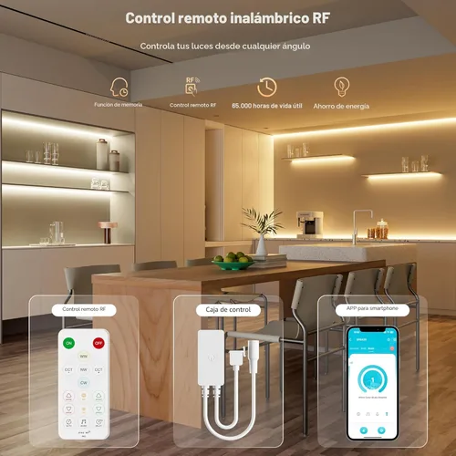 Miniatura 5 de PAUTIX COB - Tira de luces LED 2700K-6500K CCT sintonizable blanca de 24 pies con certificación UL, luces LED superbrillantes regulables de 24 V