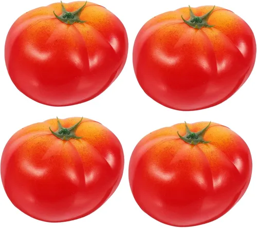 DECHOUS 4 tomates artificiales, tomates falsos, vegetales artificiales para decoración, tomates artificiales realistas, accesorios de fotos para el