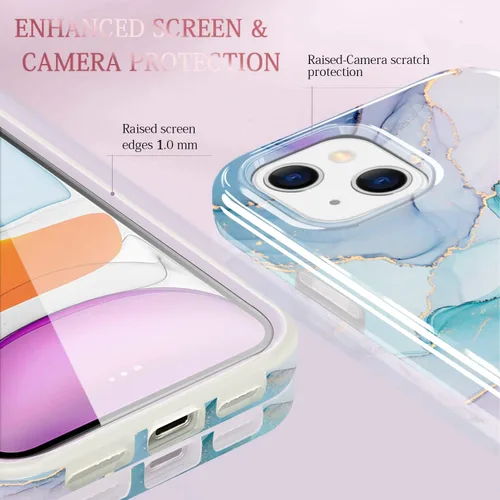 Miniatura 5 de luolnh Funda dorada brillante compatible con iPhone 15 Plus, diseño de mármol, a prueba de golpes, delgada y suave, funda de silicona para iPhone 15
