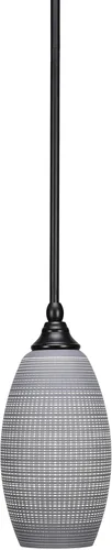 Miniatura 91 de Toltec Lighting Tallo Colgado Mini colgante, acabado de cobre negro, 3.5" cuadrado humo burbuja vidrio