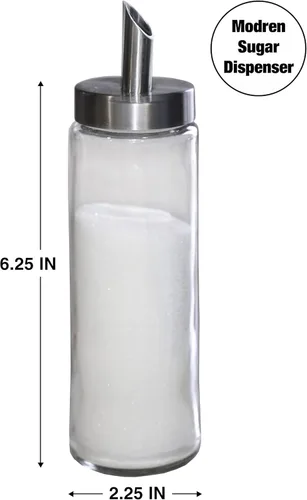 Miniatura 4 de Neat Pour - Dispensador de azúcar, agitador y vertedor, estilo moderno, níquel cepillado con tapa de acero inoxidable, apto para lavavajillas