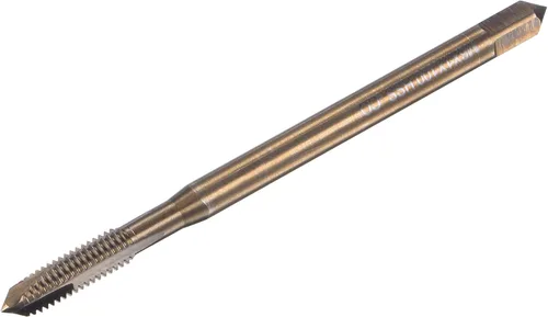 Miniatura 8 de uxcell Grifo roscado de punta espiral M2 x 0.4, cobalto métrico HSS (acero de alta velocidad) chapado en titanio máquina recta flauta rosca grifo H2