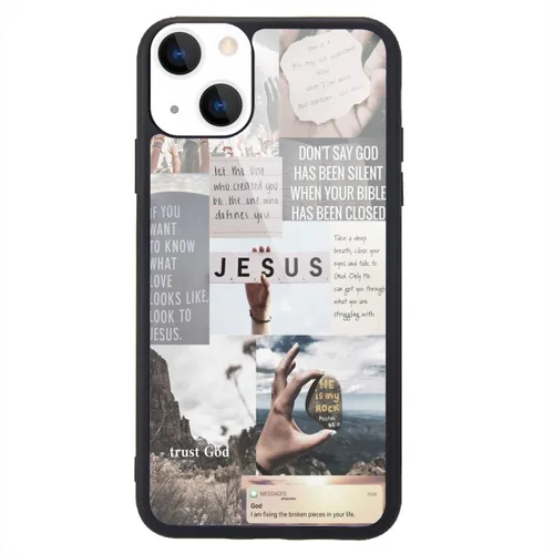 Miniatura 40 de Funda compatible con iPhone 13 para niños y mujeres, diseño divertido de cara, parte trasera dura con negro, divertido y lindo patrón de arte