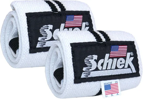 Schiek Muñequeras deportivas de alta resistencia modelo - Muñequera para levantamiento de pesas Blanco/Negro