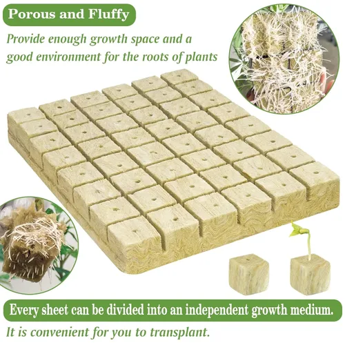 Miniatura 4 de Cubos de lana de roca de 5 cm de Halatool para jardín, cubos de lana de roca para hidroponía, cubos de plantación de lana de roca para cultivo sin 2