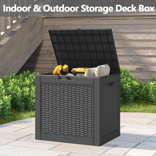 Miniatura 3 de LHBGO Caja de almacenamiento para exteriores de 31 galones, caja de almacenamiento de resina para exteriores, caja de almacenamiento para terraza
