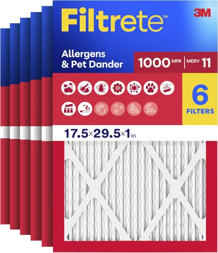 Filtrete - Filtro de aire para caldera de aire acondicionado, MPR 1000, 17.5 x 29.5 x 1 pulgadas, defensa contra microalérgenos, MERV 11, filtro de