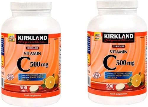 Miniatura 2 de Kirkland Vitamina C (500 mg), Naranja Ácida, Tabletas Masticables, 500 Unidades (Paquete de 2)