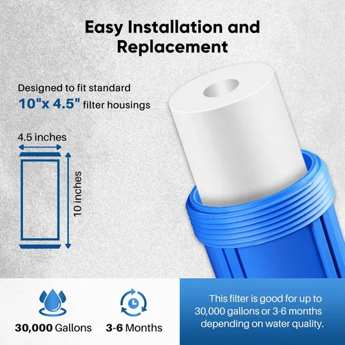 Miniatura 7 de PUREPLUS Cartucho de repuesto de filtro de agua para sedimentos para toda la casa de 5 micrones de 10 x 4.5 pulgadas para Culligan RFC-BBSA, HD-950