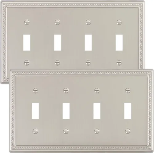 Miniatura 26 de Paquete de 4 placas de cubierta para interruptor de luz de palanca individual, cubiertas decorativas de perlas, placa de pared de metal almendra