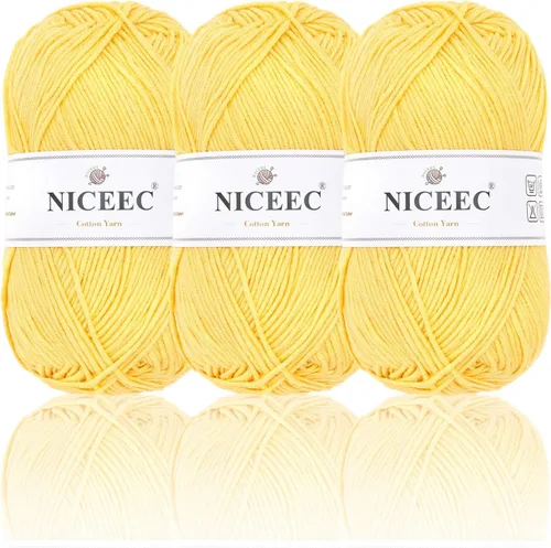 Miniatura 10 de NICEEC Hilo de algodón suave de 3 madejas, 5 capas, mezcla de algodón, suave y resistente, hilo para ganchillo y tejido, manualidades de bricolaje