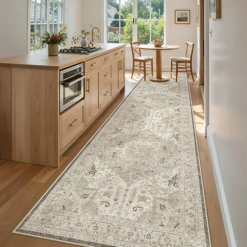 Miniatura 867 de Madane Tapete lavable de 2 x 10 pies para pasillo, cocina, recibidor, clásico, suave, antideslizante para interiores, casa de campo, baño, sala