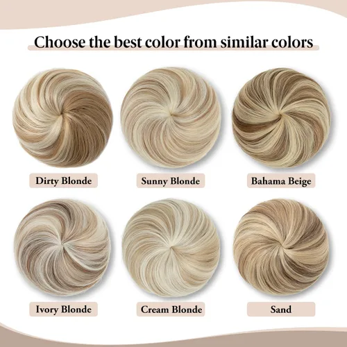 Miniatura 3 de SARLA Extensión de moño de pelo rubio sucio con cordón para ballet, piezas de pelo sintético Updo Donut Chignon para mujeres y señoras sucio rubio
