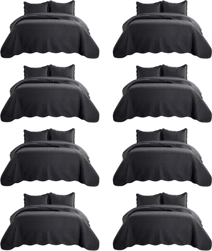 Miniatura 85 de MOONLIGHT20015 Paquete de 8 Colchas Tamaño King para Cama (106" x 96") - Venta al Por Mayor para Hoteles, Dormitorios de Huéspedes y Airbnbs - Gris