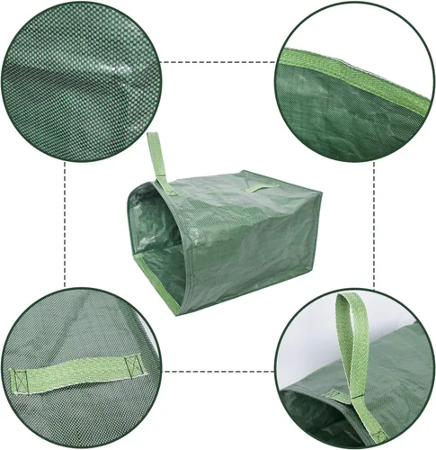 Miniatura 5 de Juego de 2 bolsas de jardín reutilizables de 106 galones con asas reforzadas, bolsas de jardinería resistentes, bolsas de jardinería para césped