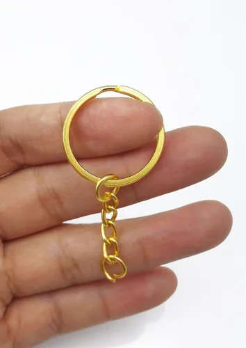 Miniatura 2 de yueton Paquete de 100 llaveros de metal dividido de 0.984 in con cadena