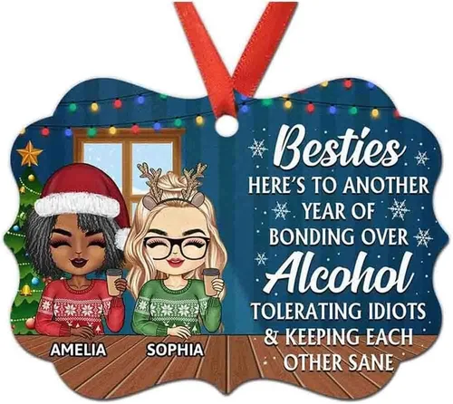 Miniatura 29 de Adorno personalizado con texto en inglés «Best Friend are Hard to Find Because The Very Best is Already Mine», adorno de Navidad personalizado 2023