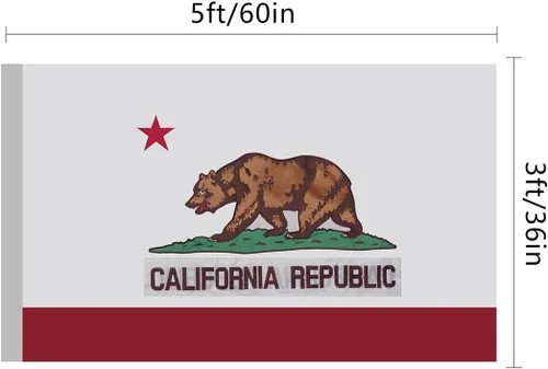 Miniatura 7 de Bandera de California de 3 x 5, bandera del estado de California, técnica de bordado completo, resistente a desgarros, rayas cosidas, ojales