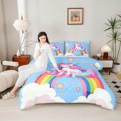 Miniatura 21 de Manfei - Juego de edredón para amantes de la gimnasia y la danza, tamaño individual, juego de ropa de cama romántica con diseño de cielo estrellado