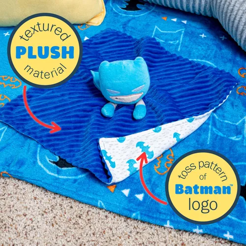 Miniatura 5 de KIDS PREFERRED DC Comics - Manta de seguridad de Batman Lovey, suave y abrazable caballero oscuro, juguete de peluche para bebés y bebés, niños