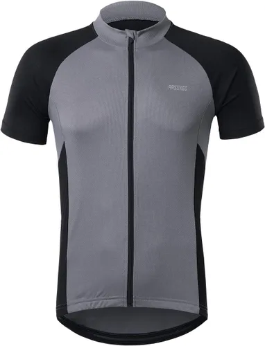 Miniatura 2 de ARSUXEO Camiseta de ciclismo de manga corta para hombre, camiseta de ciclismo MTB con bolsillo con cremallera 655