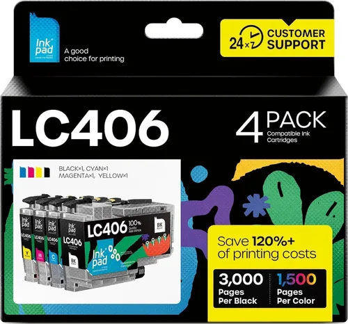 iNKPAD Cartuchos de tinta compatibles LC406 para Brother LC-406 LC406XL compatibles con impresoras MFC-J4335DW J5855DW J6555DW J4535DW MFC-J6955DW