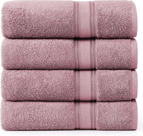 Miniatura 25 de Lane Linen Juego de 4 toallas de baño de 100 % algodón (35 x 66 pulgadas), juego de toallas de baño extragrandes de algodón sin torsión, secado Gris