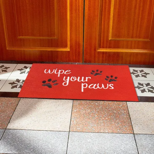 Miniatura 5 de Tapete de bienvenida rojo para puerta delantera, tapete divertido para puerta de entrada interior y exterior, tapete de goma antideslizante