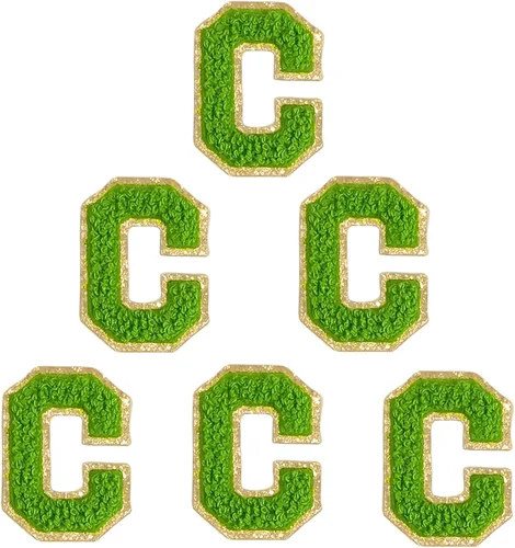 Miniatura 34 de 6 piezas de parches de letras de chenilla autoadhesivas, parches de letras preppy de 2 pulgadas para bolsos, ropa y sombreros, grandes pegatinas