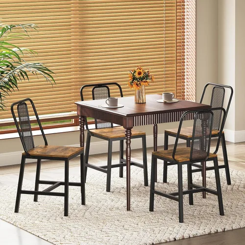 Miniatura 2 de YATINEY CY01L4BRN1 - Juego de 4 sillas de comedor de madera, sillas de comedor de granja con soporte trasero, para sala de estar, cocina, marrón