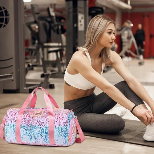 Miniatura 6 de Bolsa de deporte para gimnasio, bolsa de lona con bolsillo húmedo, bolsa de fin de semana con bolsa impermeable para zapatos y agujero de aire