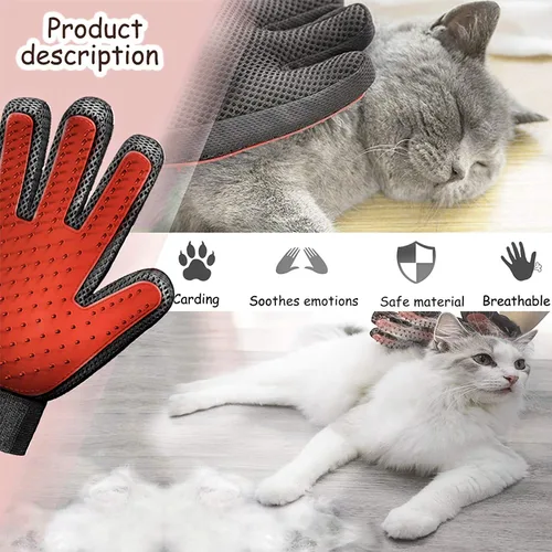 Miniatura 3 de Guante de aseo para mascotas, cepillo removedor de pelo, suave y eficiente guante para mascotas, guantes de masaje para mascotas, mano izquierda