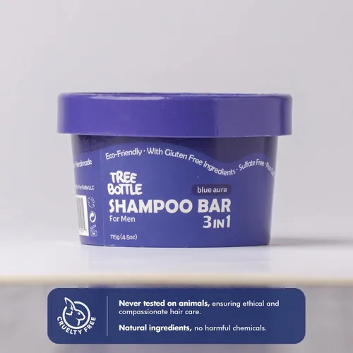 Miniatura 7 de Tree Bottle Barra de champú 3 en 1 de aceite de argán + extracto de bambú para hombres, para cabello, barba y cuerpo, limpieza profunda, nutrición