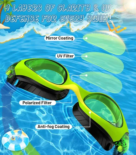 Miniatura 2 de Kids Swim Goggles, Anti-Fog UV Protection, Leakproof Adjustable Strap Swimming Goggles for Boys Girls Ages 6–14