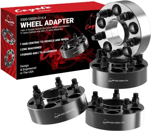 Miniatura 7 de Wheel Accessories Parts 2 adaptadores de espaciadores de rueda centrados en buje de 5 x 5 5 x 127 1.25 pulgadas de grosor 2.815 in, buje de rosca