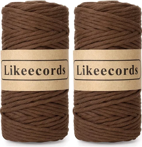 Miniatura 25 de Likeecords - Cuerda de macramé de 4 mm de un solo hilo, 80 m de cuerda de macramé colorida, cuerda de algodón para macramé, cuerda de algodón
