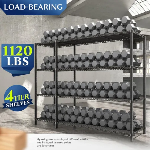 Miniatura 8 de Romorgniz - Estantes de almacenamiento, 1120 cargas resistentes y en forma de L, para cocina 4 Tier shelf 52.4" W,Waterproof &