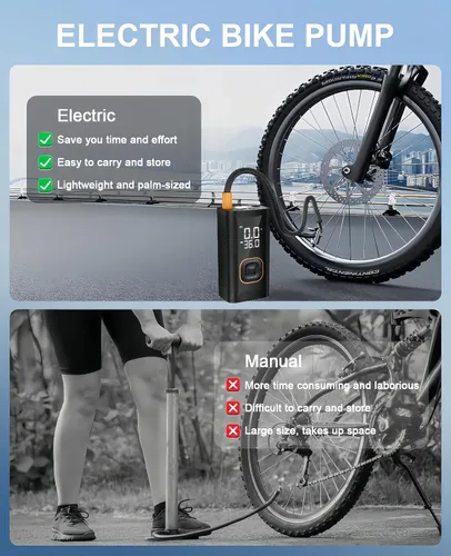 Miniatura 6 de Inflador de neumáticos, compresor de aire portátil, bomba de aire eléctrica, compresor de aire portátil de 150 PSI, bomba de aire inalámbrica