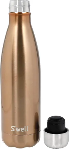 Miniatura 6 de S'well Botella de agua original, pirita, 16.9 fl oz. Botella de bebidas aislada al vacío que mantiene las bebidas frías y calientes, botella