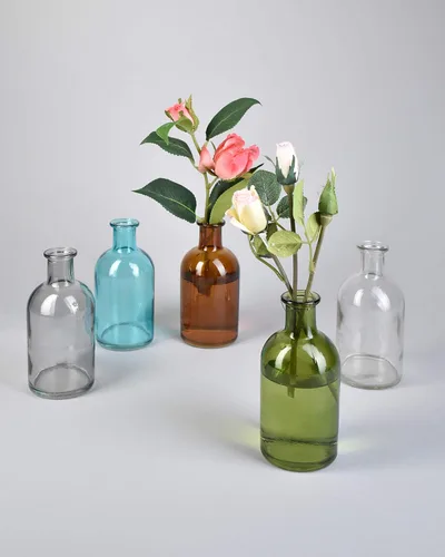 Miniatura 7 de Serene Spaces Living - Jarrones de cristal para medicina, 13 cm de alto y 6 cm de diámetro Gris ahumado pequeño