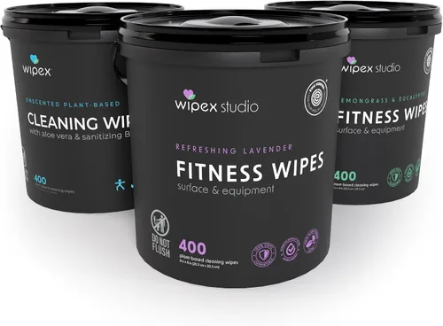 Miniatura 17 de Wipex Toallitas de gimnasio para paquete de equipos, verificado por EWG, obtén 800 toallitas con (1) cubo de lavanda y (1) rollo de recarga a base