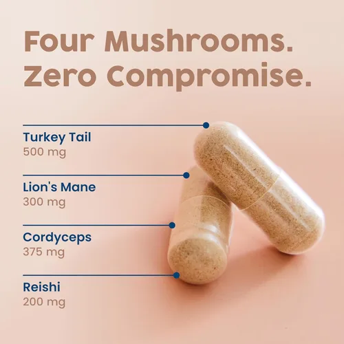 Miniatura 5 de NativePath Complejo orgánico de hongos 1375 mg - Melena de león, cola de pavo, Cordyceps y Reishi - Hongos enteros, USDA orgánico, cultivado en EE.