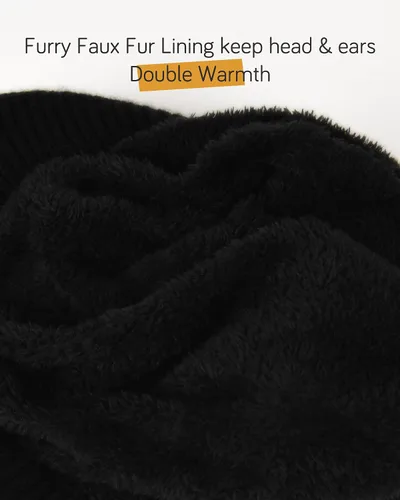 Miniatura 2 de FURTALK Gorros de punto de invierno con visera doble forro suave para mujer, cálidos y elegantes, gorros de nieve holgados