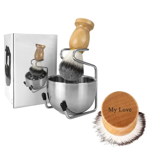 Miniatura 10 de Brocha de afeitar personalizada, cepillo de afeitar hecho a mano para hombre para aseo de hombres, afeitado húmedo, regalo (mango de madera, 01)