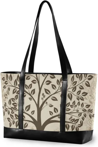 Elegant Tree Foliage Large Capacity laptop bag for women with zipper bags for women tote professional for Travel Essentials Beach Gifts Birthday
