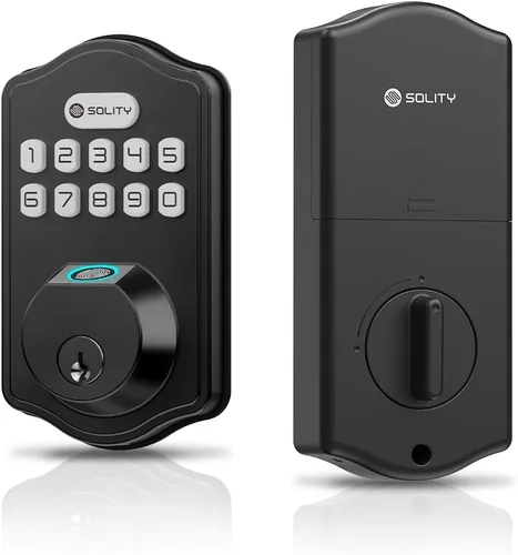Miniatura 2 de Solity Cerradura electrónica digital inteligente, entrada sin llave, bloqueo automático, 50 códigos personalizados y huellas dactilares, fácil